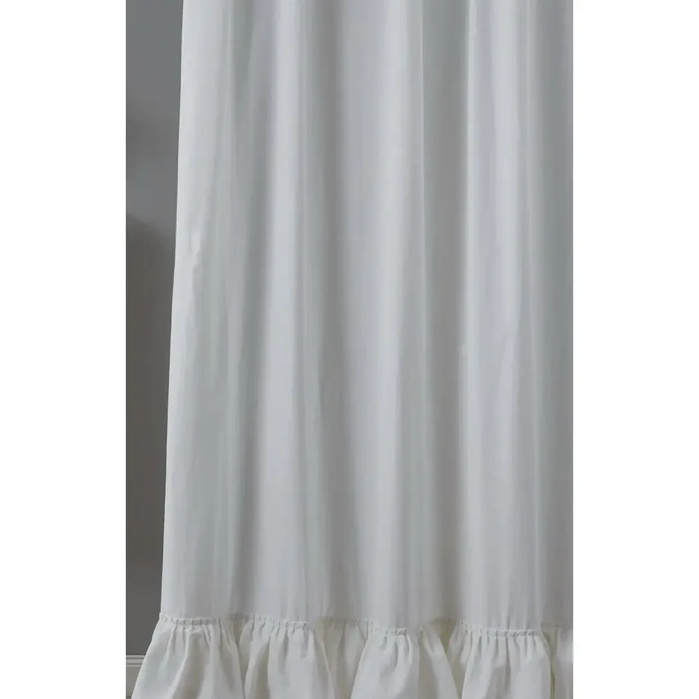 Park Designs Ivory Cream Cottage Ruffled Country Farmhouse Shower Curtain NWT